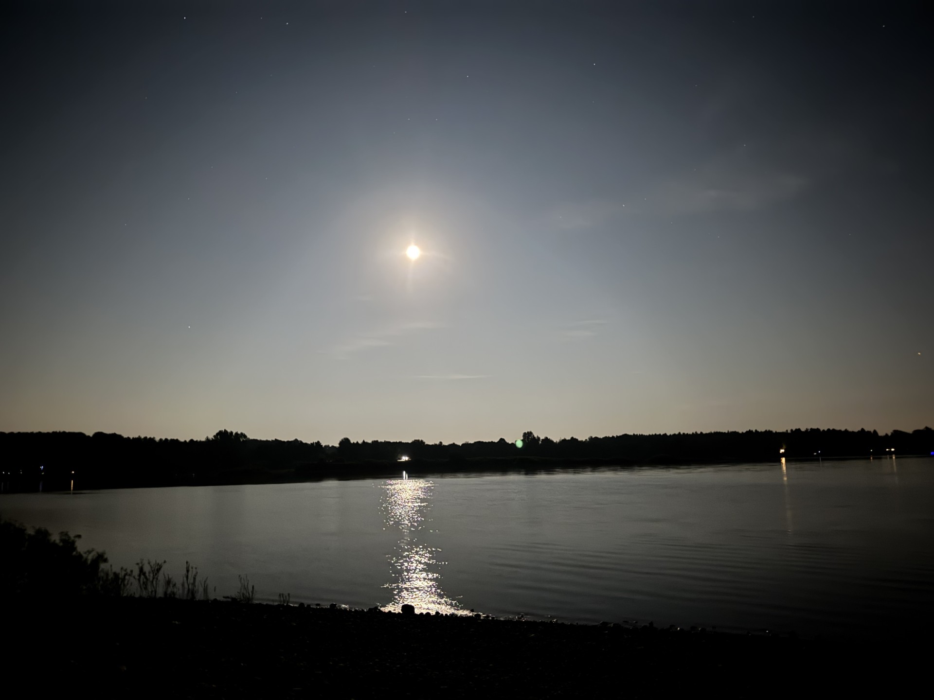 calming lake and moon